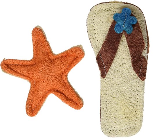 Organic Dog Toys: Hip Doggie Sandal/Starfish Loofah Toy Beach Set